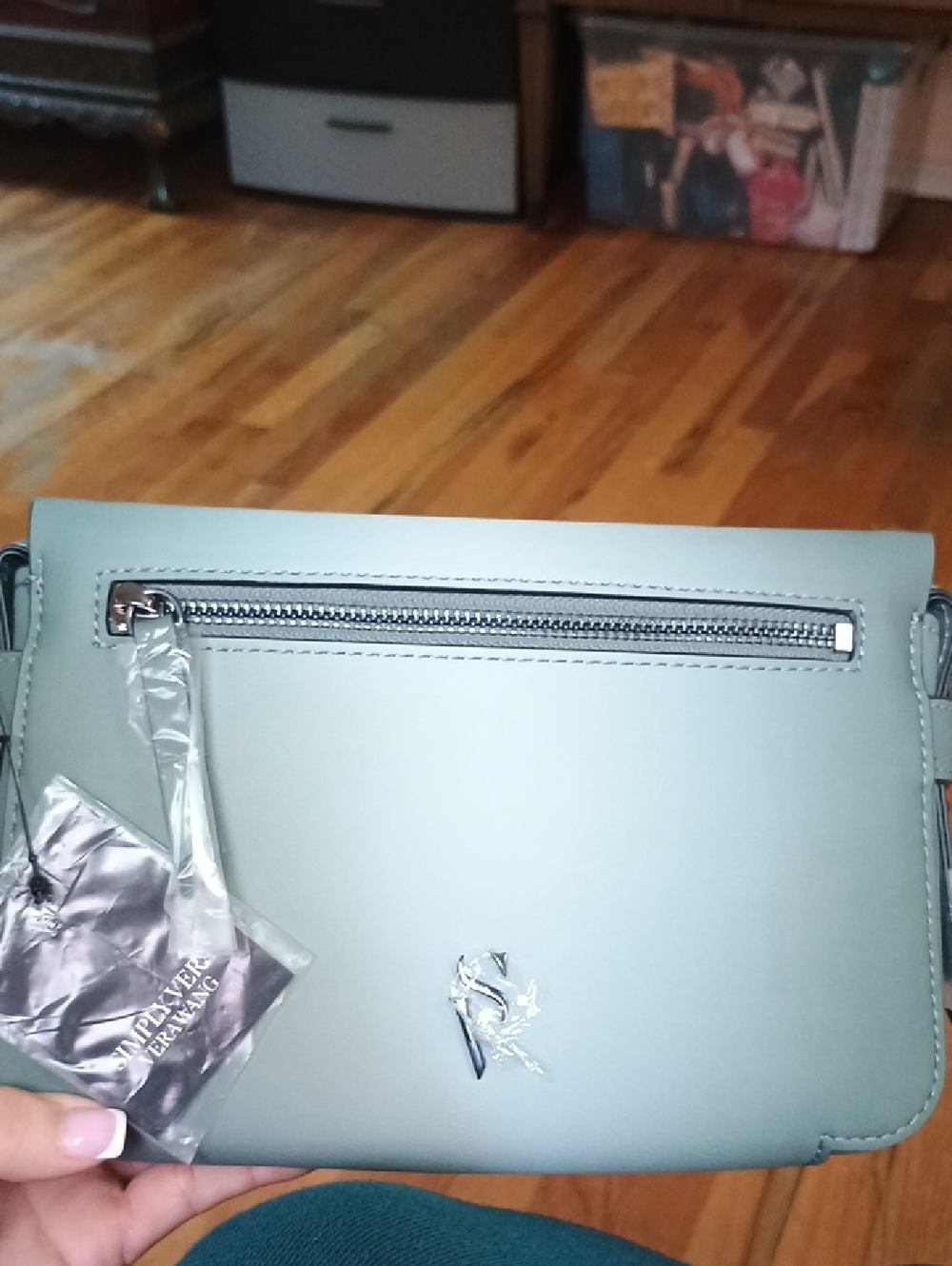 Vinyl Crossbody Bag in Sage Green - Stylish Everyday Carry